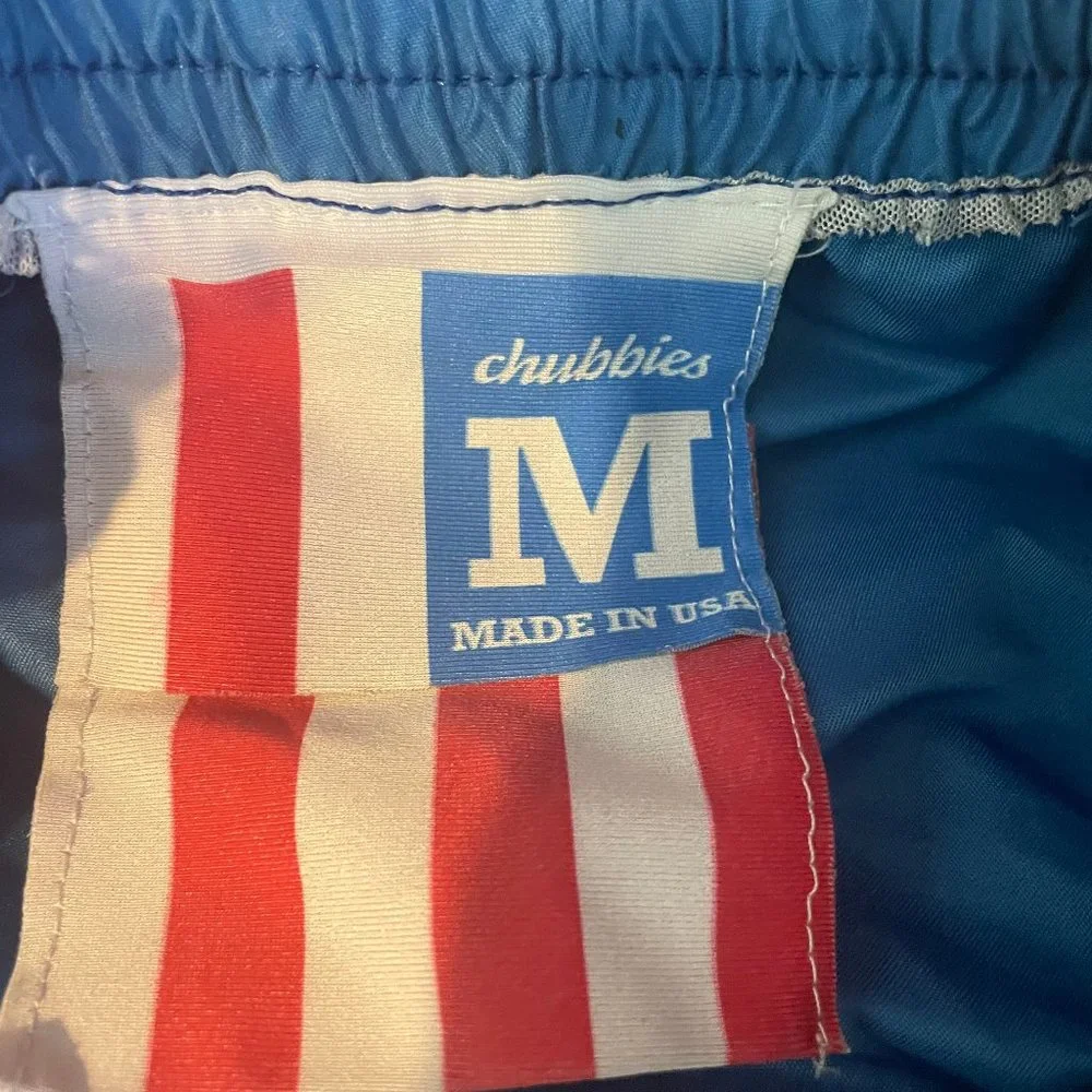 chubbies Blue and Red Colorblock Swim Trunks